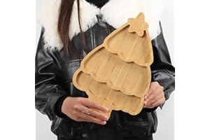 BAMOTTO CRAFT BAMBOO Bamboo Christmas Tree Serving Platter - Cute Cartoon Kids Snack Plate, Cheese Charcuterie Board for Sala