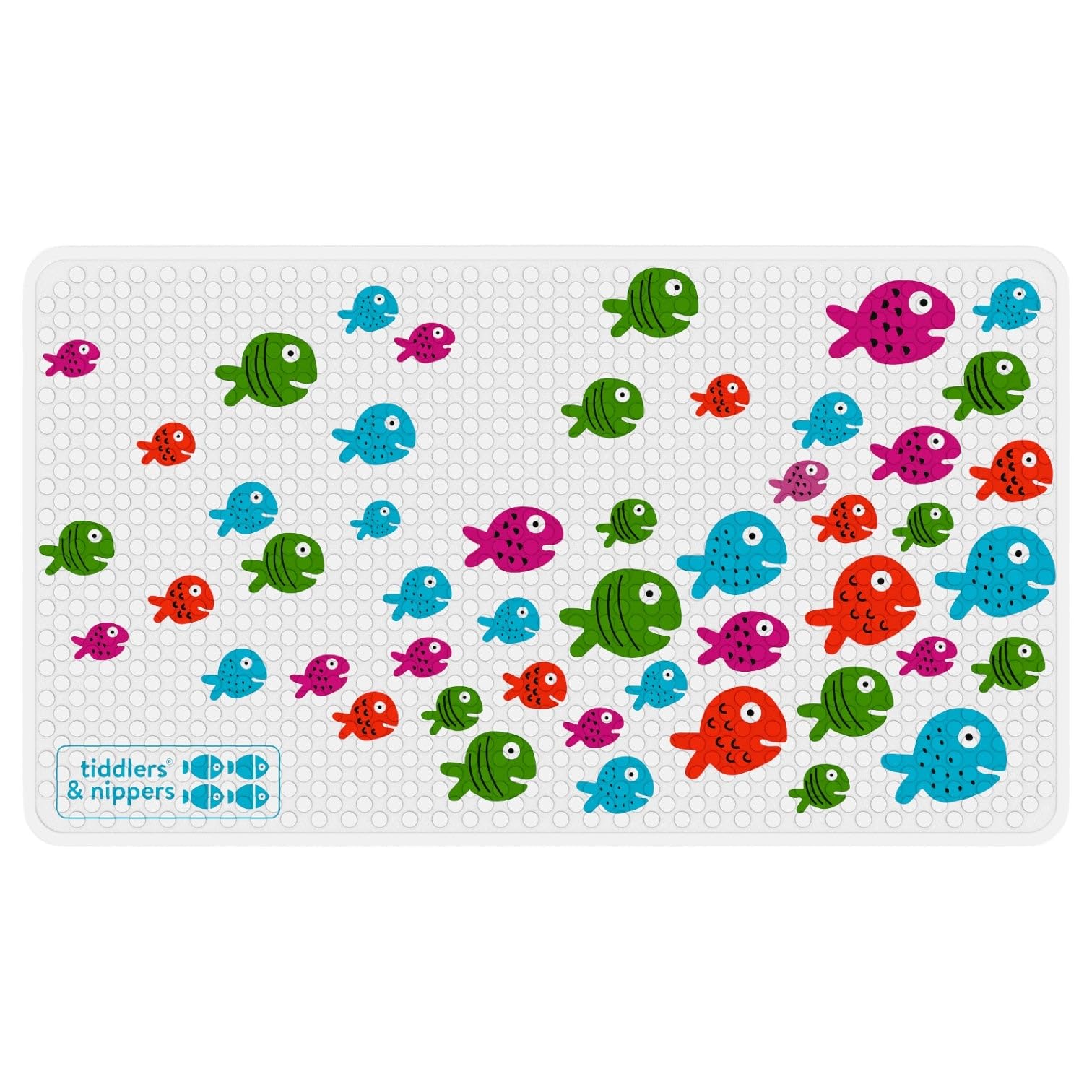 tiddlers & nippers Kids Anti Slip Bath Mat | Large 70cm x 40cm | Easy Clean, Anti-Mould & Mildew | Non Slip Surface & Suction Cups | Shower Mats for Baby, Children & Toddlers (Friendly Fish)