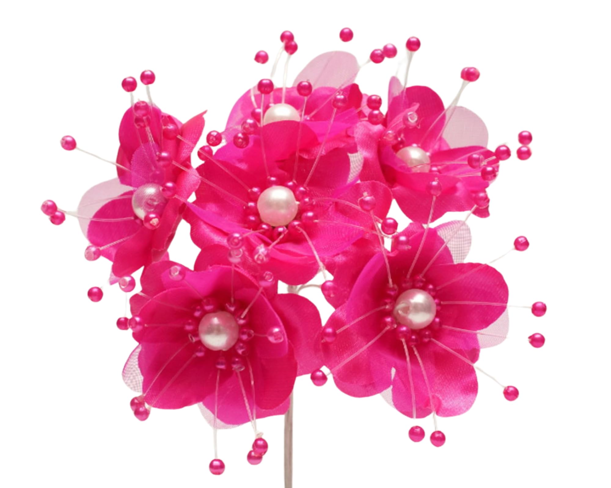 Photo 1 of 72 Artificial Silk Pearl Spray Craft Flower for Home Craft Decor DIY Wedding Bridal Veil Headband Dress Cake Topper Embellishment Scrapbook Favor Corsage Floral Bouquet Arrangement (Fuchsia)