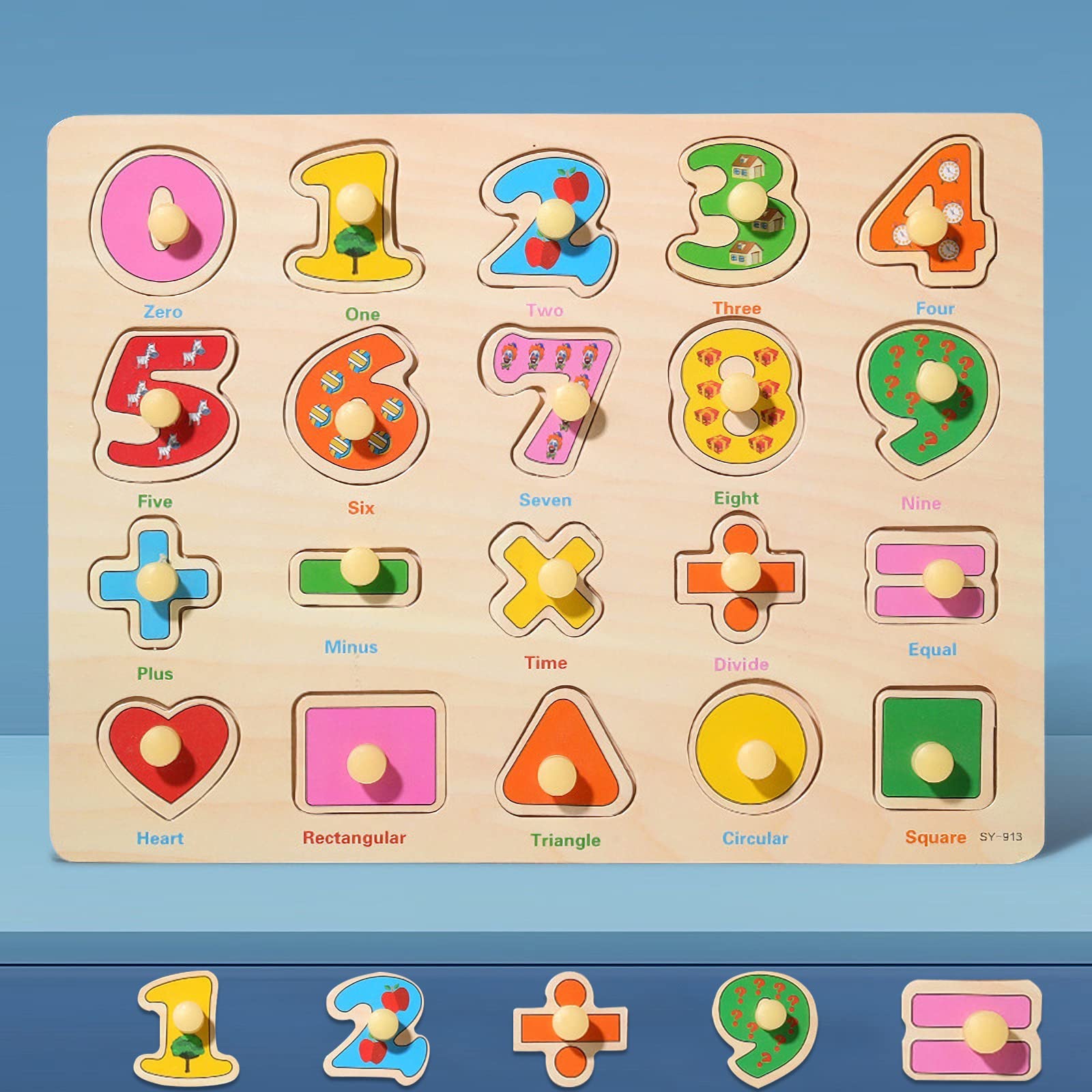 Wooden Jigsaw Puzzles for Kids 3+ Year Olds | Educational Toddler Jigsaws for Girls Boys Gifts (Numbers and Shapes)