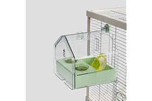 YOOSO WING Hanging Bird Bath for Cage, 3-in-1 Multifunctional Bathtub -Bath, Feeder & House for Small to Medium Lovebirds, Finches, Parakeets – Essential Bird Cage Accessory (Green)