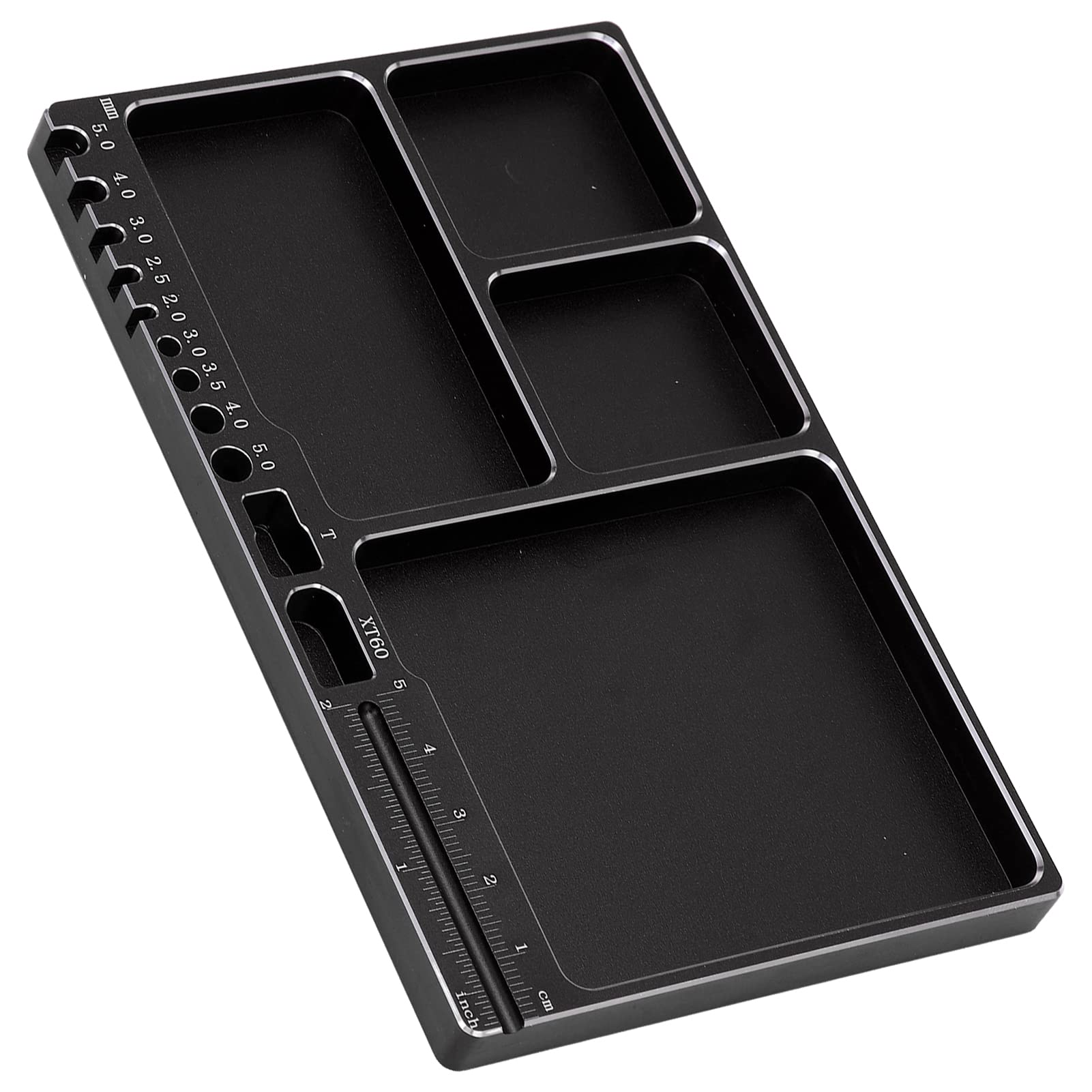 Aluminium Alloy Magnetic Screw Tray, Portable Size Magnetic Adsorption Magnetic Pad for RC Repair (Black)