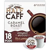World's Best Half Caff Caramel Coffee Pods, 18 ct, Medium Roast Flavored Coffee in Recyclable Single Serve Pods – 100% Arabica Beans, Compatible with Keurig K Cups Maker