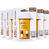 Addall Focus + Mushrooms Memory Supplement (5 Pack) #1 Effective Alternative Brain Supplement Substitute Pills Nootropic & Energy | No Crash | Science Backed Formula | 10 Capsules