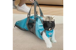 Cinf Cat Nail Clipping Cleaning Grooming Restraint Bag （Free Muzzle） No Scratching Biting for Bathing Nail Trimming Injecting Examining (Blue,M)