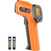 TempPro TempScan Infrared Thermometer Gun for Pizza Oven Griddle HVAC | Temperature Gun with Adjustable Emissivity, Infrared Thermometer for Cooking BBQ Meat Engine, Temp Gun with -58~1022&deg;F