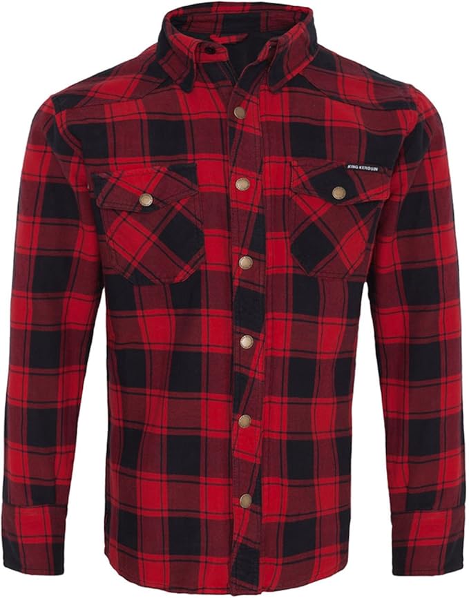 Motorrad Hemd Alpha Speeds® Flanell-Holzfäller Hemd ARAMID Shirt Lumber Biker Hemd Orange Kevlar Band