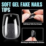 TOMICCA Coffin Shaped Short Nail Tips 360Pcs Half Matte Full Cover Clear view 5