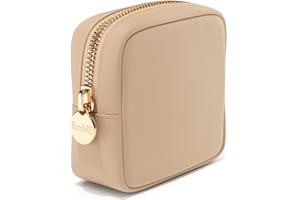 Embla Makeup Bag Travel Cosmetics Pouch and Toiletry Bag, Nylon Zipper Pouch Purse, Cute Make Up Organizer Storage Tote for Women Girls, Waterproof Travel Skincare Case, Small Makeup Bags, Honey Beige