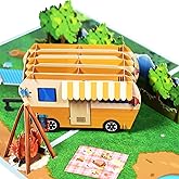 Camping Pop-Up Card 3D Camper Van Greeting Card for RV Owners, Campers, Hikers, Van Life Enthusiasts, Adventure Travelers, Outdoor Lovers, Father's Day, Retirement, Birthday, Thank You, Anniversary