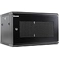RackPath 6U Wall Mount Server Cabinet Network Rack Enclosure, Quiet Cooling Fan, Perforated Door, Black