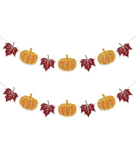 YQUQWN Pumpkin Fall Banner Garland - 10ft Pre-strung, No DIY Needed For Thanksgiving & Halloween Decor - View #10