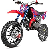 Kids Dirt Bike 50cc Gas Powered, Gas Pit Bike 24 MPH, for Beginners, Blue | Kids gas dirt bike, 50cc pit bike, 2 stroke mini bike, gasoline off road machine, powerful junior motorbike