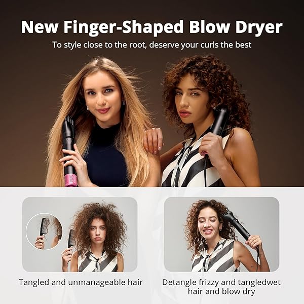 AIR WRAP HAIR STYLER, FAST DRYING BLOW DRYER & CURLING STYLINGTOOL, HOT AIR STYLER NO HEAT DAMAGE, HOT AIR STYLER WRAP FOR CURLING VOLUMIZING STRAIGHTENING STYLING(PINK)