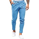 Mens Chinos Slim Fit Pants Flat Front Stretch Skinny Tapered Dress Pants Comfort Casual Solid Trousers
