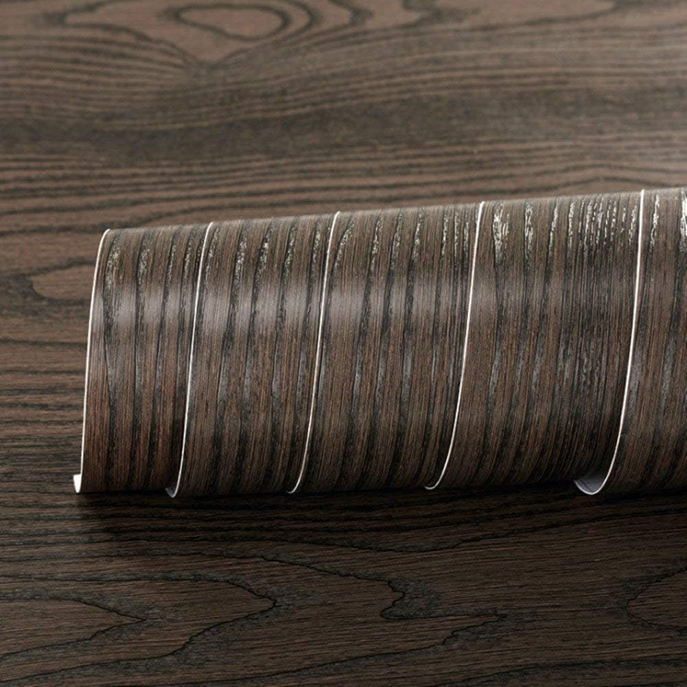 WDragon Self-adhesive Thick Dark Brown Wood Grain Textured Vinyl Decorative Paper Counter Top Paper Furniture Cabinets Wardrobe Shelf Liner Wallpaper,30cm X 200cm - Image 3
