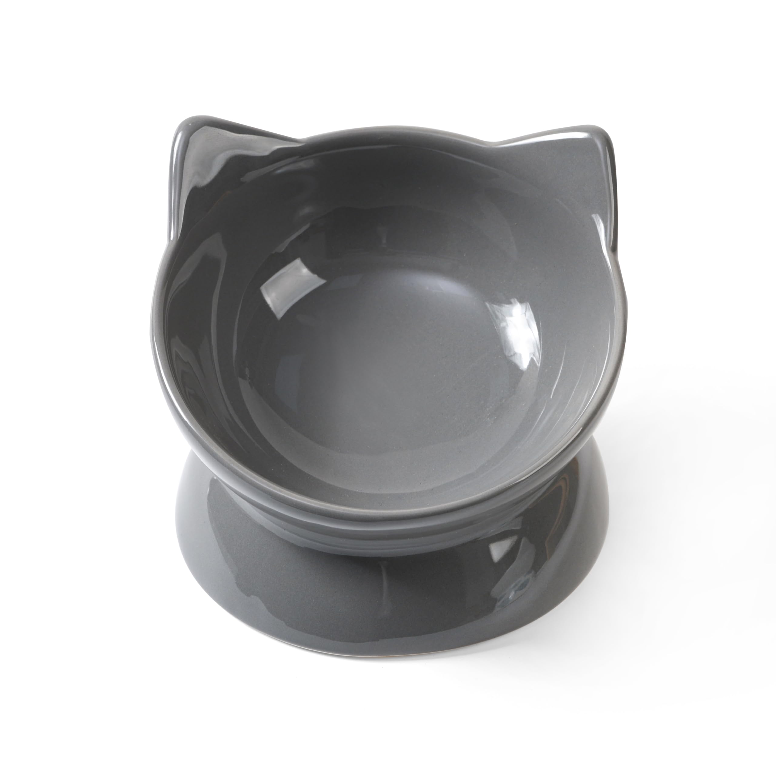 Photo 1 of Park Life Designs Oscar Tilt Cat Dish Feeding Bowl, 10-Ounce, Ceramic, Grey