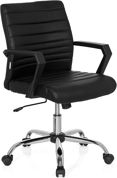 hjh OFFICE 723051 Bürostuhl Drehstuhl ERGOSMOOTH Kunstleder Schwarz