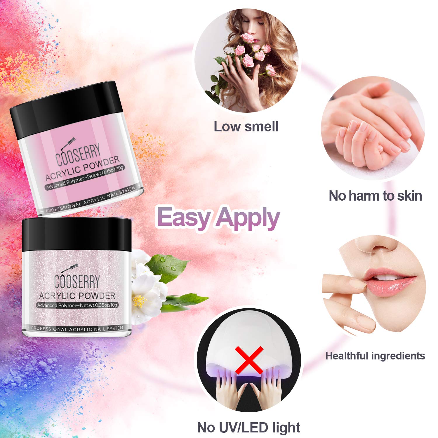 Cooserry Acrylic Powder Nail Kit - 12 Acrylic Nail Powder Set Different Vibrant Colors of 10g Each with Manicure Tools for Nail Art Design Acrylic Powder Set in Your Perfect Summer Nail Collection: Beauty