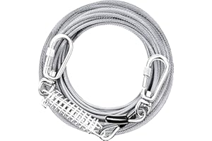 Dog Tie Out Cable 30ft, Heavy Duty Long Dog Leash Chew Proof, Reflective Dog Runner Cable for Large Dogs, Dog Chains for Outs