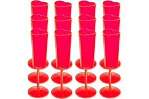 JLYLOL 12 PCS Heart Shaped Champagne Flutes, 5.5OZ Plastic Champagne Glasses, Unique Wedding Toasting Glasses, Elegant Stemme