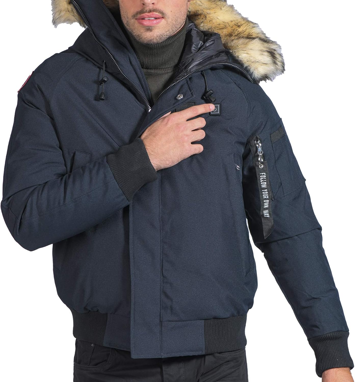 Paragoose GADI Men's Short Warm Down Jacket with Fur Heat Navy