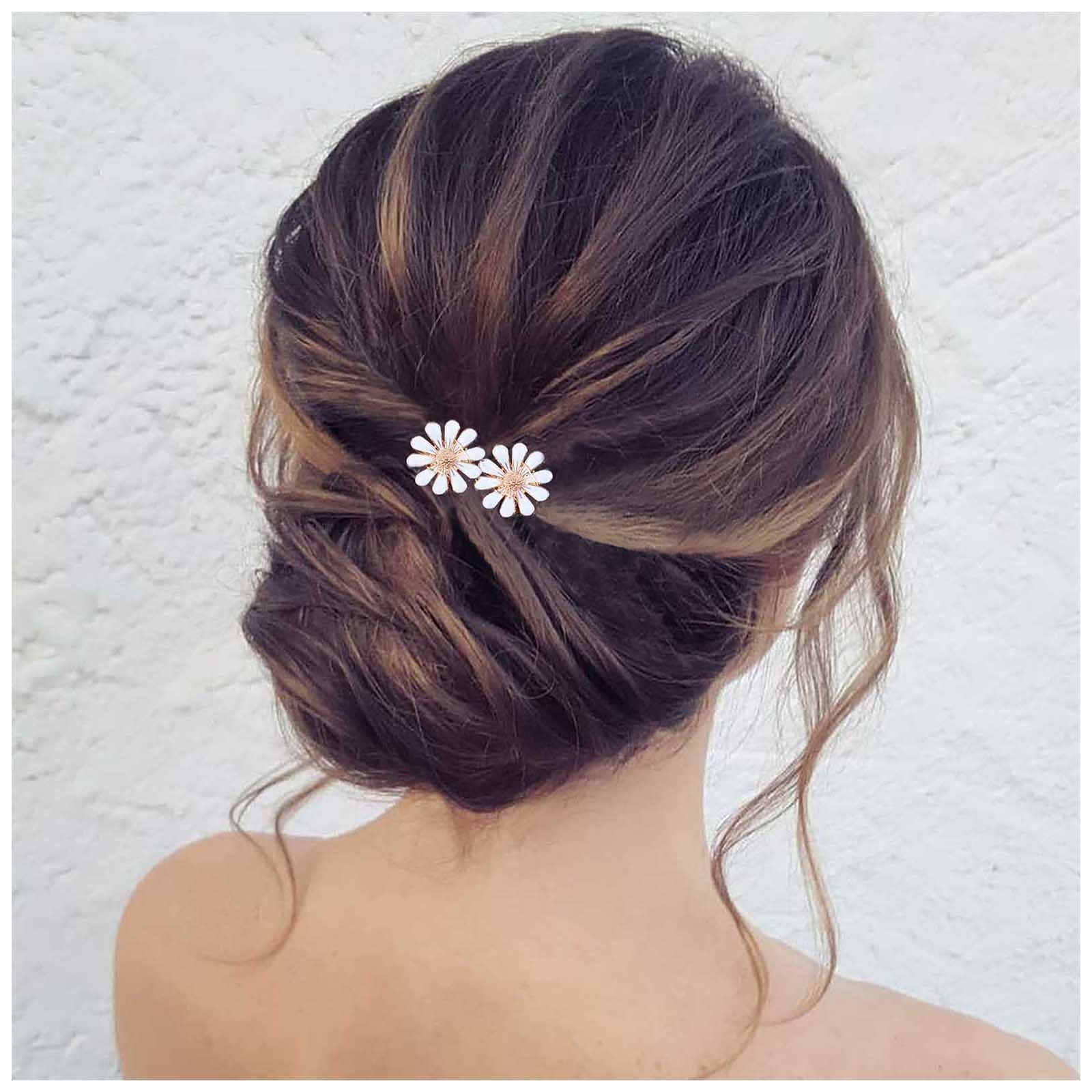 Yheakne Gold Flower Hair Pins Barrette Vintage Hair Barrette Pins Decorative Bobby Pin Boho Hairclip Bride Hair Accessories for Women and Girls 2Pcs (8*2cm, 2 Pack)