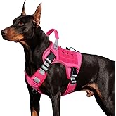 WINGOIN Pink Tactical Dog Harness with Handle Tactical Dog Harness for Large Dogs No Pull Adjustable Pet Harness Reflective K9 Military Service Dog Vest for Walking Hiking Training (L)