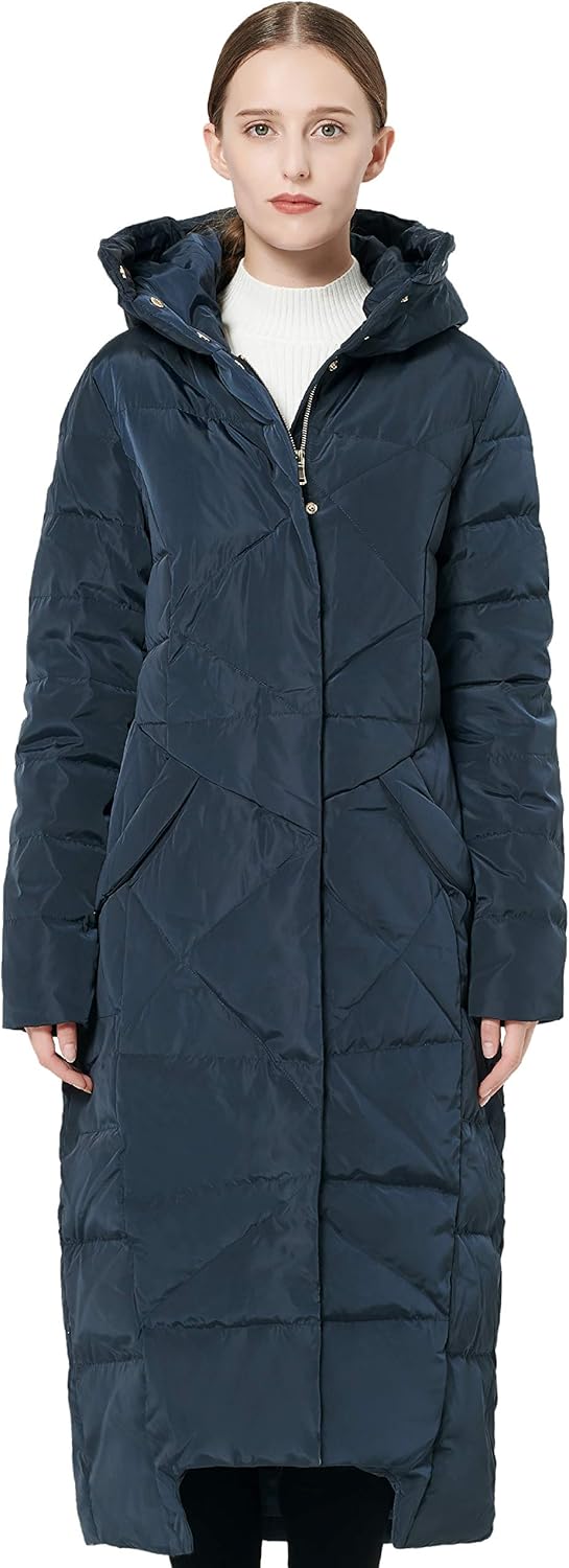 Orolay Women's Puffer Down Coat Winter Maxi Jacket with Hood: Clothing
