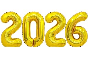 BBPOOL Gold 2026 Balloons, 40 Inch 2026 Number Balloon Foil New Year Balloon Numbers for New Years Eve Party Graduation Party Decoration