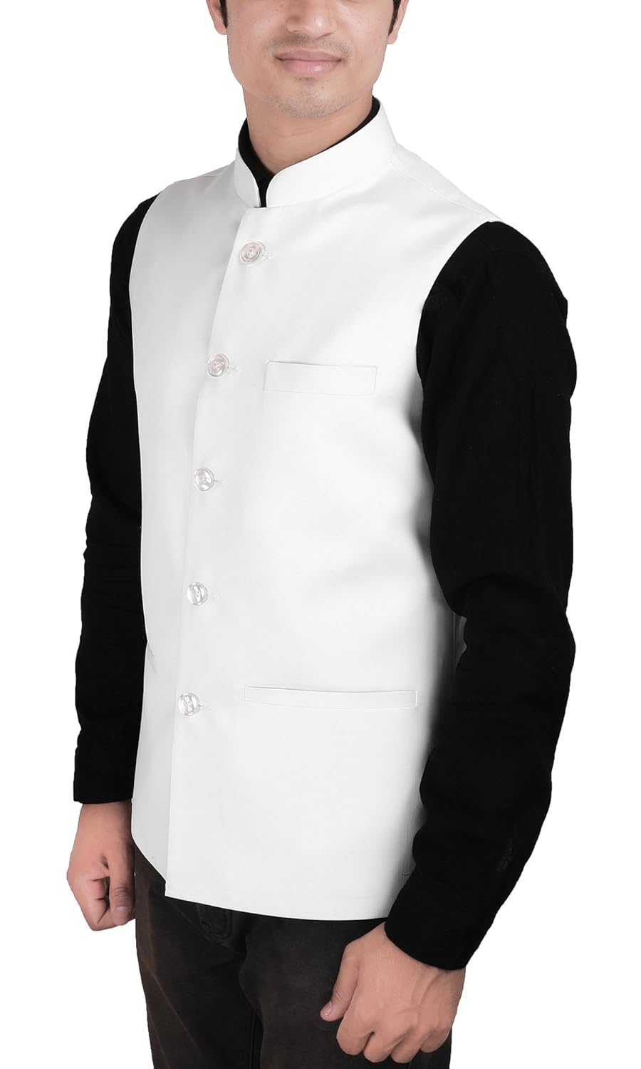 la rainbow mens cotton bandhgala modi jacket/waistcoat-white