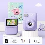 GREENKINDER Kids Camera Instant Print 3.0'' Screen 32GB Card 3 Rolls Purple view 8