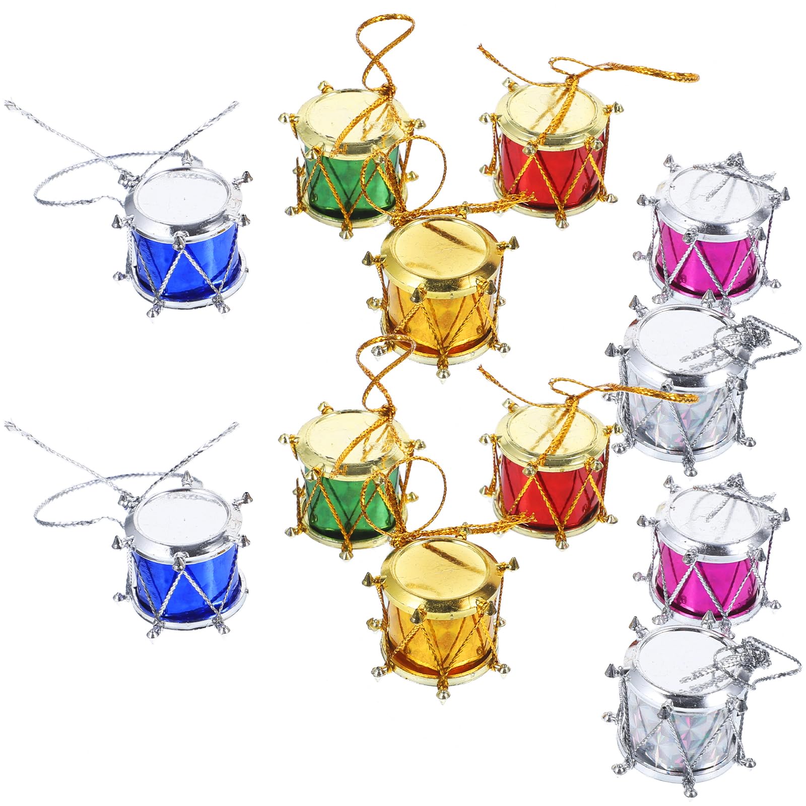 Amosfun Colorful Glitter Mini Drum Christmas Tree Ornaments Hanging Decoration Pendant Christmas Holiday Wedding Party Decor (Assorted Color)