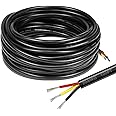 20 Gauge Electrical Wire 3 Conductor, 100FT Black PVC Case Stranded Low Voltage LED Cable, 20 AWG 3Pin Tinned Copper Hookup Wire, Flexible Extension Power Cord for LED Lamp Lighting Strips Automotive