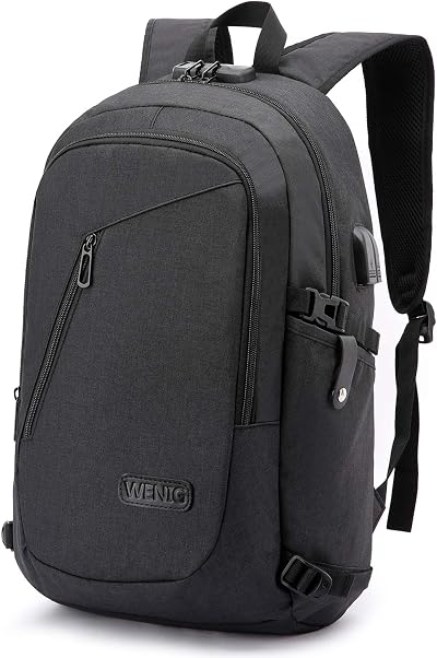 WENIG Anti-Theft Laptop Backpack 15.6 Inch USB Port Water Resistant Travel Bag