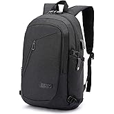 WENIG Anti-Theft Travel Laptop Backpack with USB Charging Port Lock,Water Resistant Slim Work Computer Bag for Men College Bookbags Fits 15.6 Inch Laptop