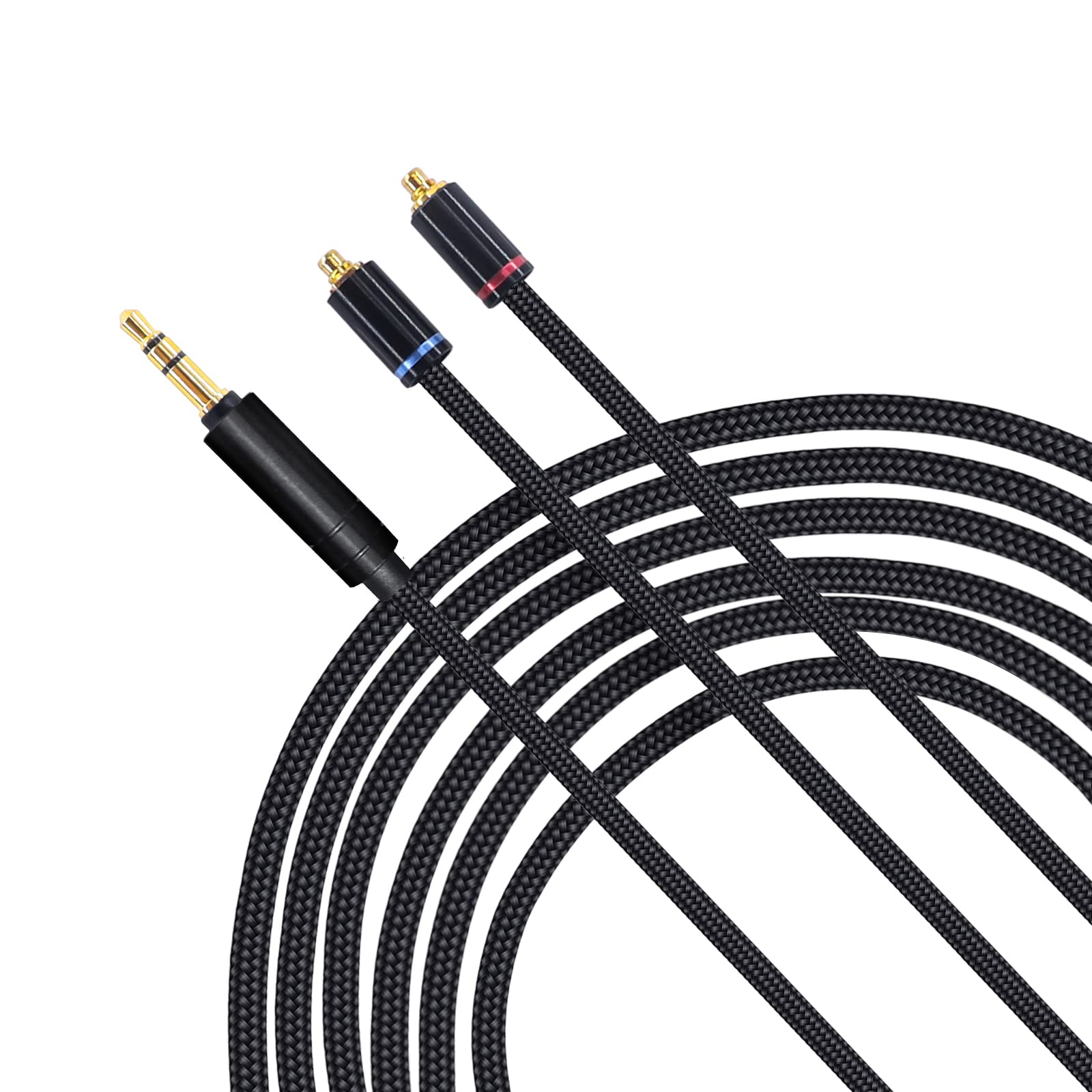 okcsc MMCX Wire Earphones Upgrade Cable Silver Plated,HD3M HiFi Detachable Extension Cord Replacement Earbuds Exchange Nylon Cable with 3.5mm Plug for Shure SE215 SE315 SE535 Black