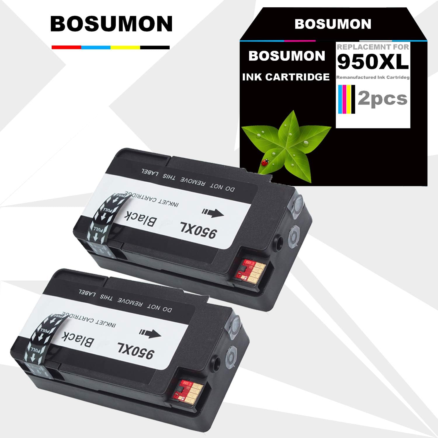 Bosumon 950XL Compatible Black Ink Cartridge Replacement For Hewlett Packard HP 950XL (2 Black)