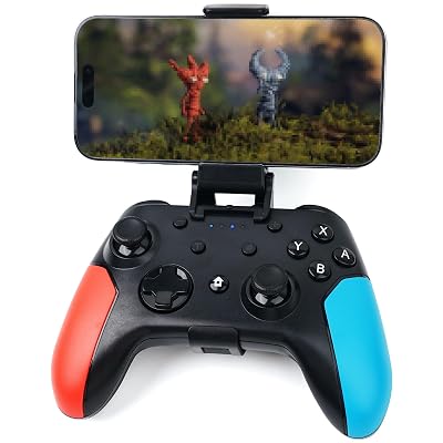 WZUICOV Bluetooth & Wired Controller for Switch 1&2, iOS, Android - Compatible with iPhone, iPad, TV Box, PC, Tesla, Includes Phone Mount, 2x USB-C Cables & C-A Adapter