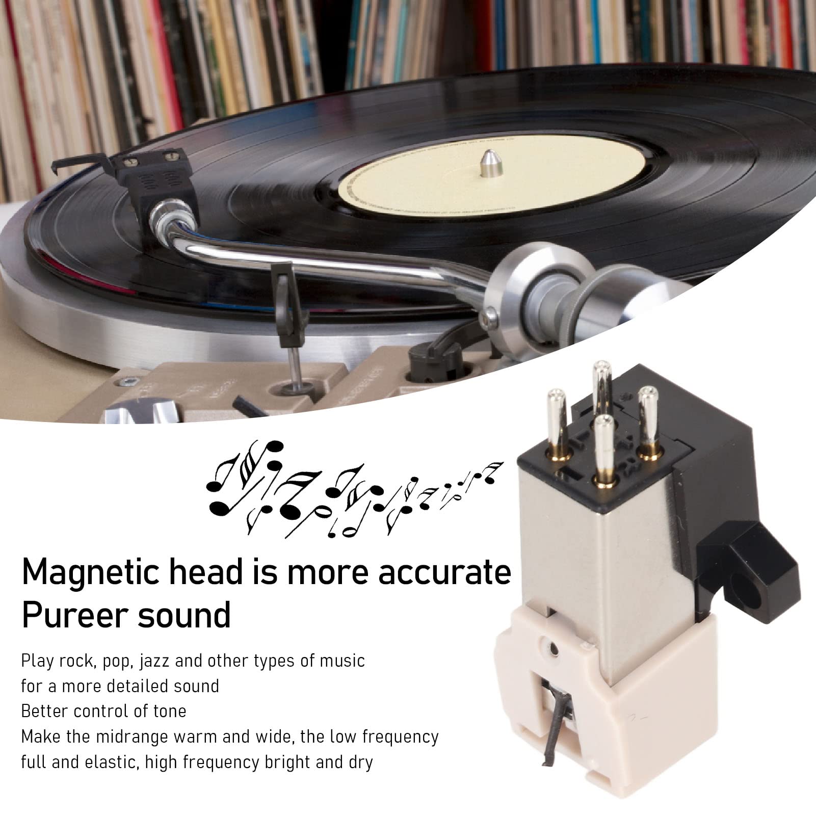 AT-3600L Magnetic Cartridge , LP Magnetic Cartridge with LP Needle, High Accuracy Replacement Magnet Turntable Cartridge for Turntable Record Player