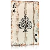 Vintage Poker Metal Sign Ace of Spades Tin Sign Playing Card Wall Sign Man Cave Home Wall Decor 12 x 8 Inch