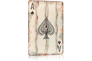 RCXSIGNS Vintage Poker Metal Sign Ace of Spades Tin Sign Playing Card Wall Sign Man Cave Home Wall Decor 12 x 8 Inch