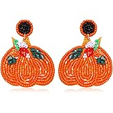 Beaded Thanksgiving Earrings Fall Drop Earrings for Women Cute Turkey Pumpkin Dangle Earrings Statement Autumn Thanksgiving Holiday Party Accessory Jewelry Gifts