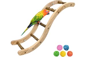 Hamiledyi Nature Wooden Bird Ladder Pet Parrots Climb Bridge Exercise Stands for Parakeet Climbing Chewing Bridge Bird Cage Accessories for Cockatiel Parakeet Lovebirds Budgie