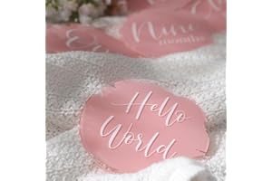 UNIQOOO 13Pcs Pink Baby Monthly Milestone Marker Discs Handmade-Style Printed|Acrylic Milestone Cards for Baby Announcement |