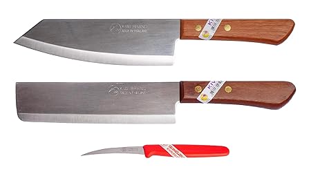 2 x Kiwi Thai Chef Kochmesser Küchenmesser #173#172 + GRATIS Garniermesser und Entkernungsmesser für Früchte und Obst