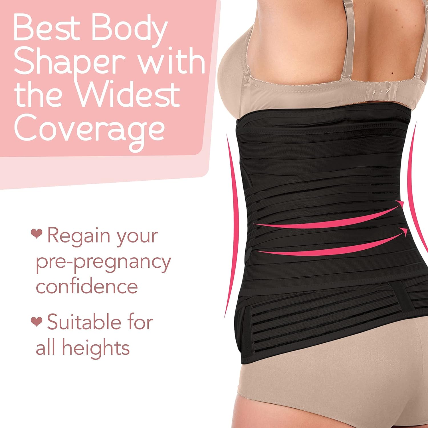 3 in 1 Postpartum Belly Support Recovery Wrap - Belly Band For Postnatal, Pregnancy, Maternity - Girdles For Women Body Shaper - Tummy Bandit Waist Shapewear Belt (Midnight Black, One Size): Health & Personal Care