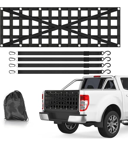 Filet De Hayon Pour Camion/pick-up - 137x45 Cm (54x17,7"), Avec 4 Sangles Réglables - Pour Sécuriser Chargement (moto, Kayak...) - 3