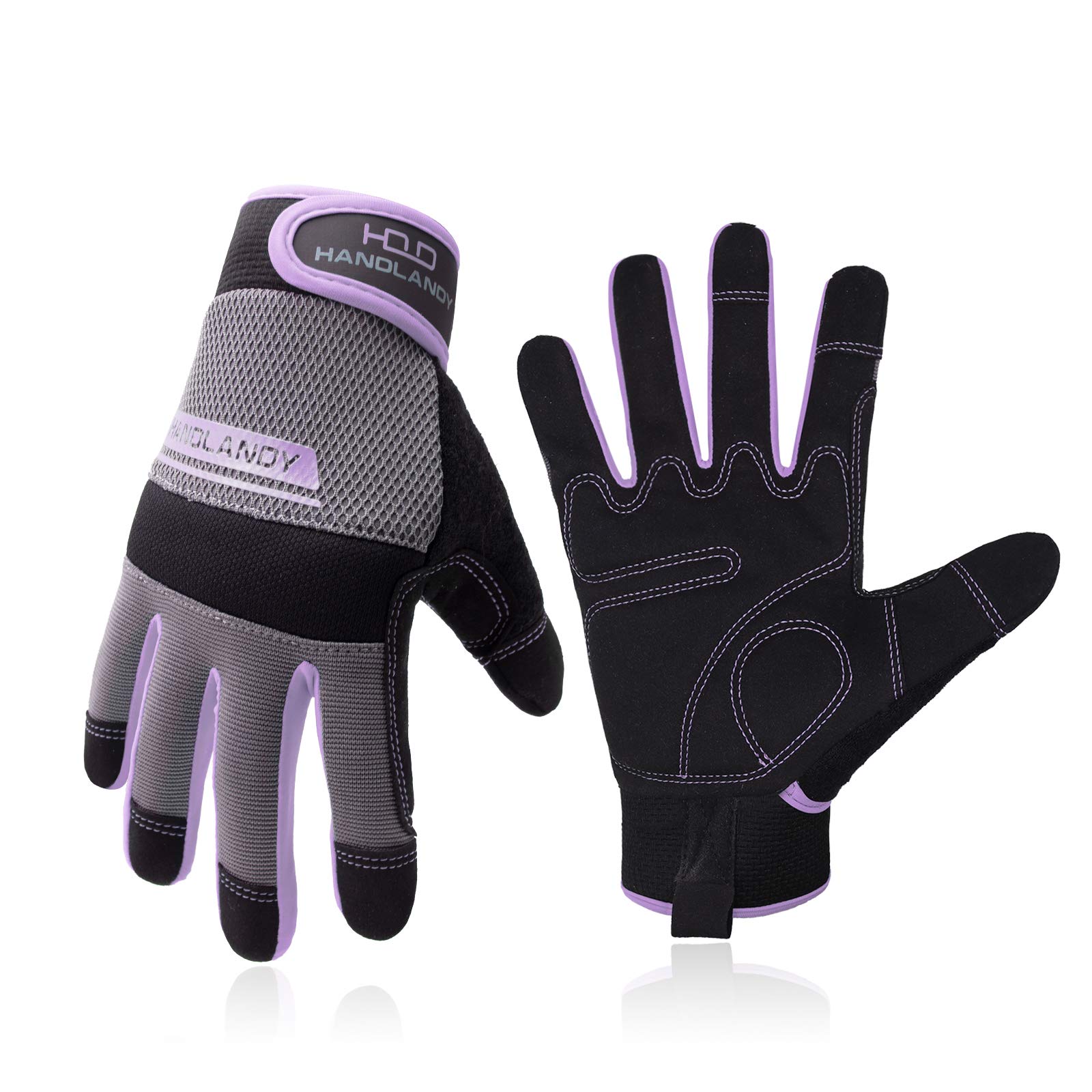 HLDD HANDLANDY Women Utility Work Gloves, UltraLight Safety Work Gloves with Extensive Palm Protection, Mechanic Gardening Construction DIY Glove with Touchscreen Indoors & Outdoors