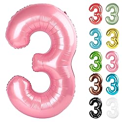 Pearlescent Pink Number 3 Balloon 40 Inch, 3